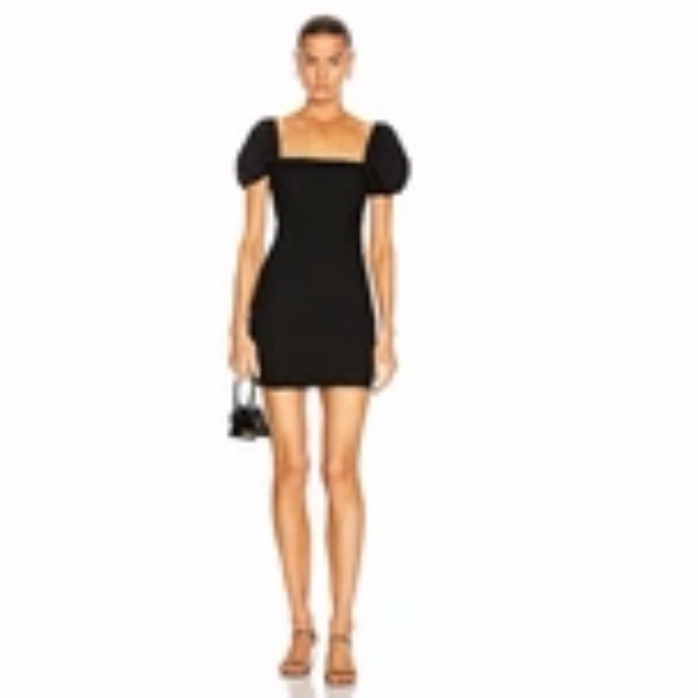 Cinq et Sept Havana Black Puff Sleeve Mini Dress